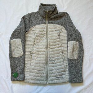 Eddie Bauer Down Puffer Jacket White and Gray Contrasting Lightweight Petite XS